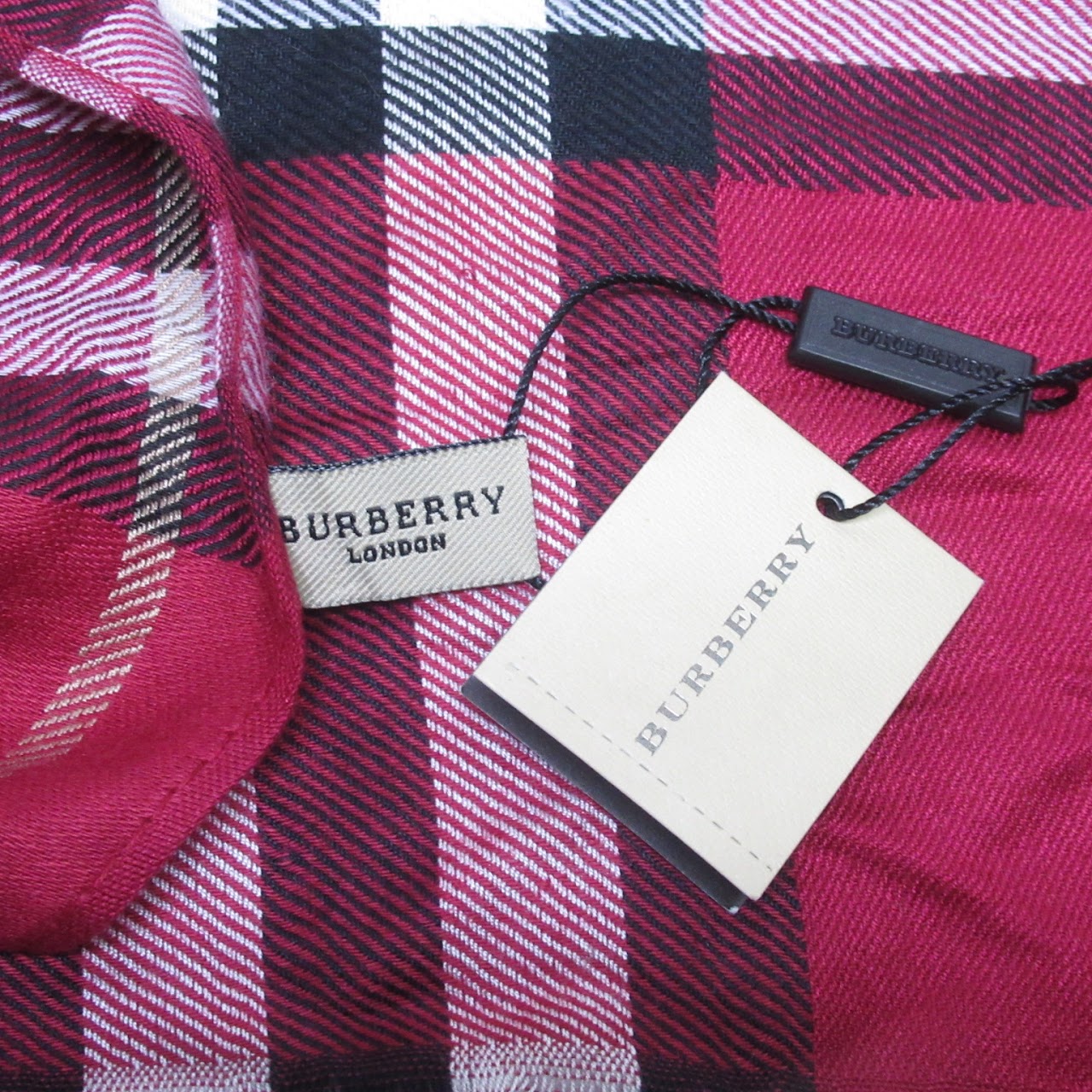 Burberry Cashmere & Silk Raspberry Sorbet Check Scarf