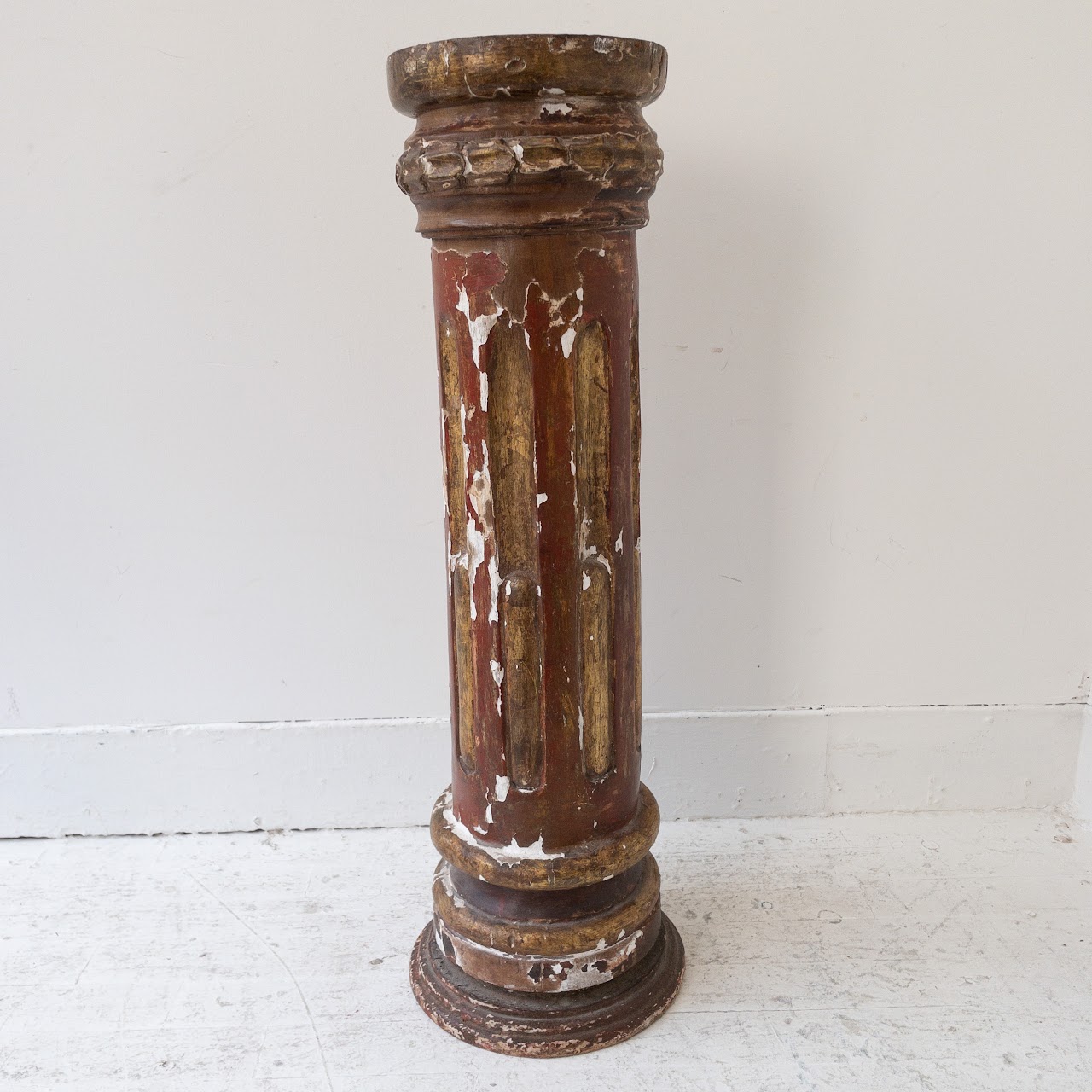 Carved Parcel-Gilt Column Pair