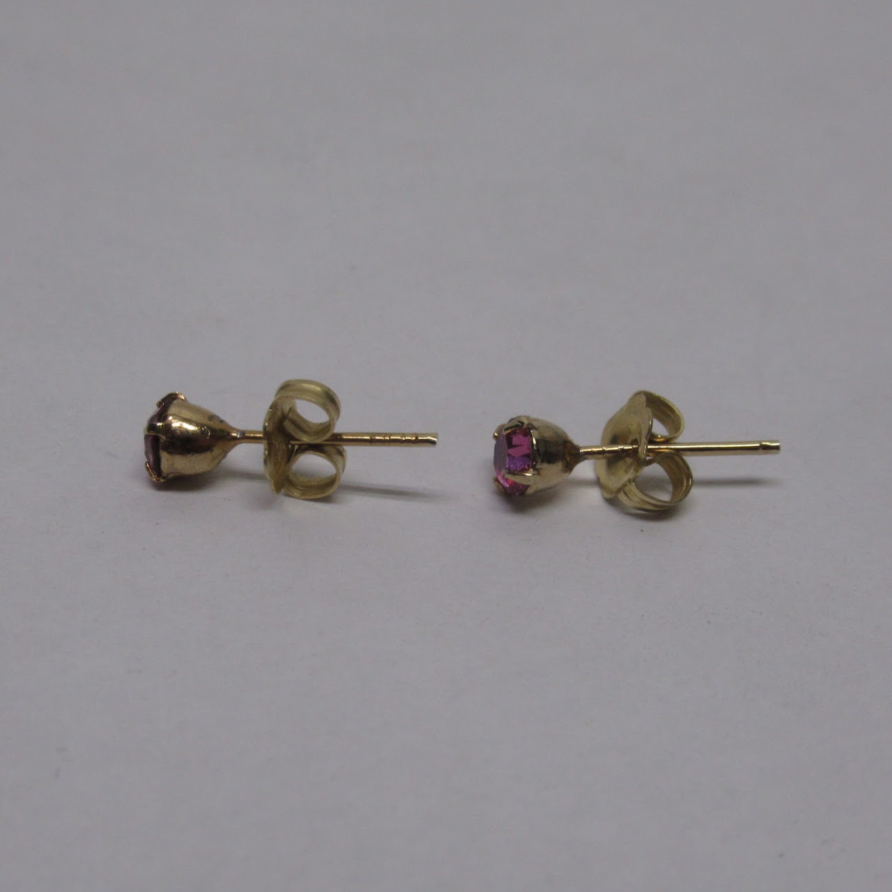 14K Gold Stud Earrings With Gemstone Setting