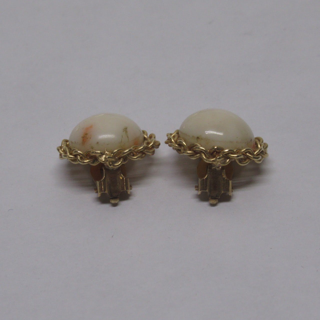 14K Gold & Coral Clip-On Earrings