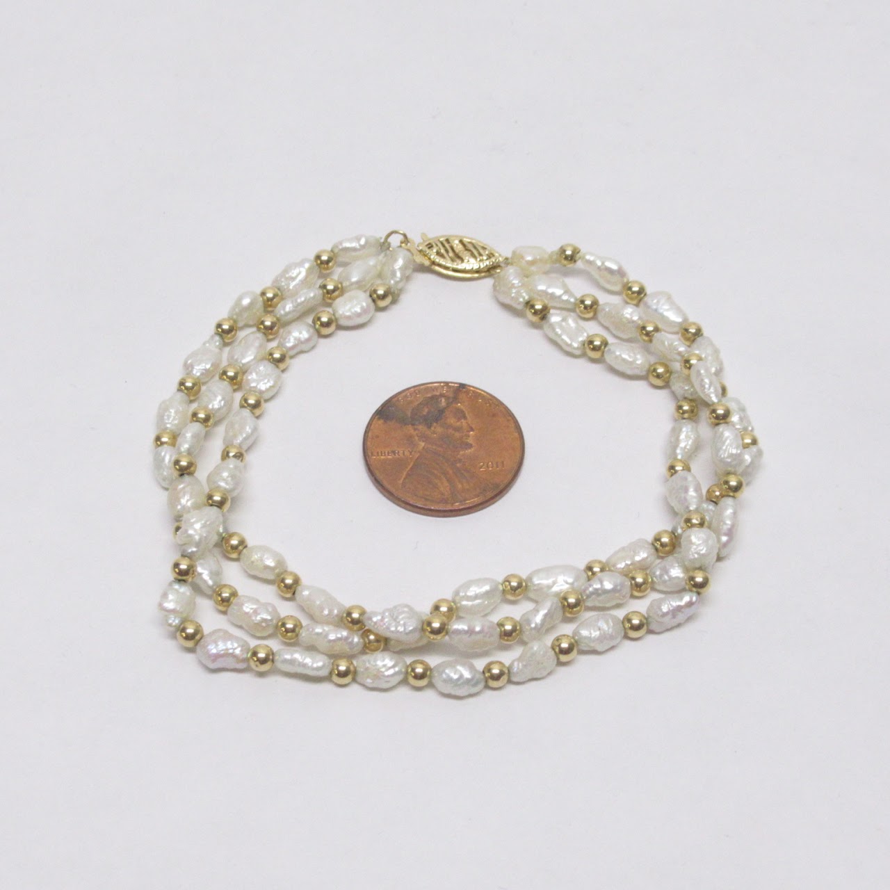 14K Gold & Seed Pearl Bracelet