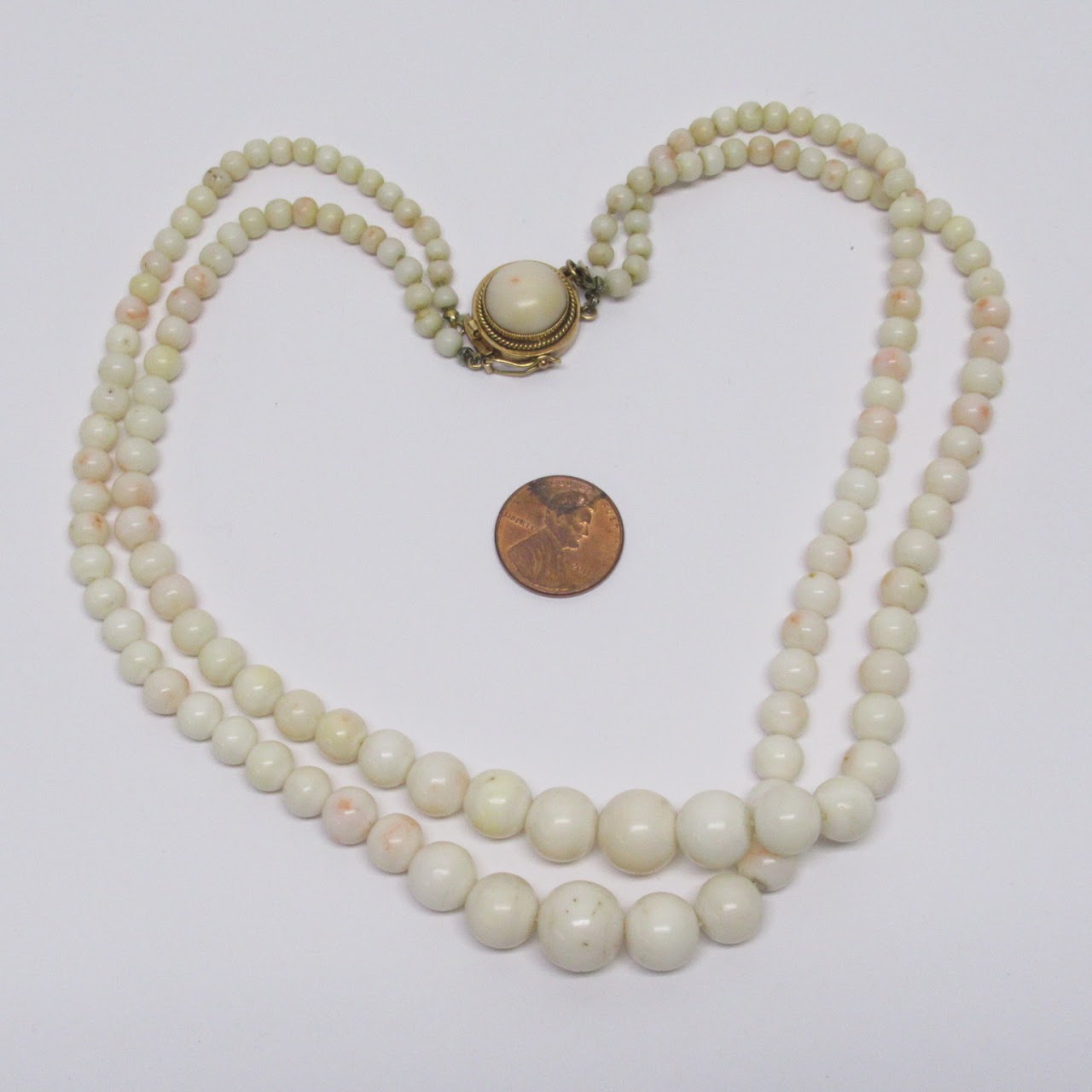 18K Gold & Coral Double Strand Necklace