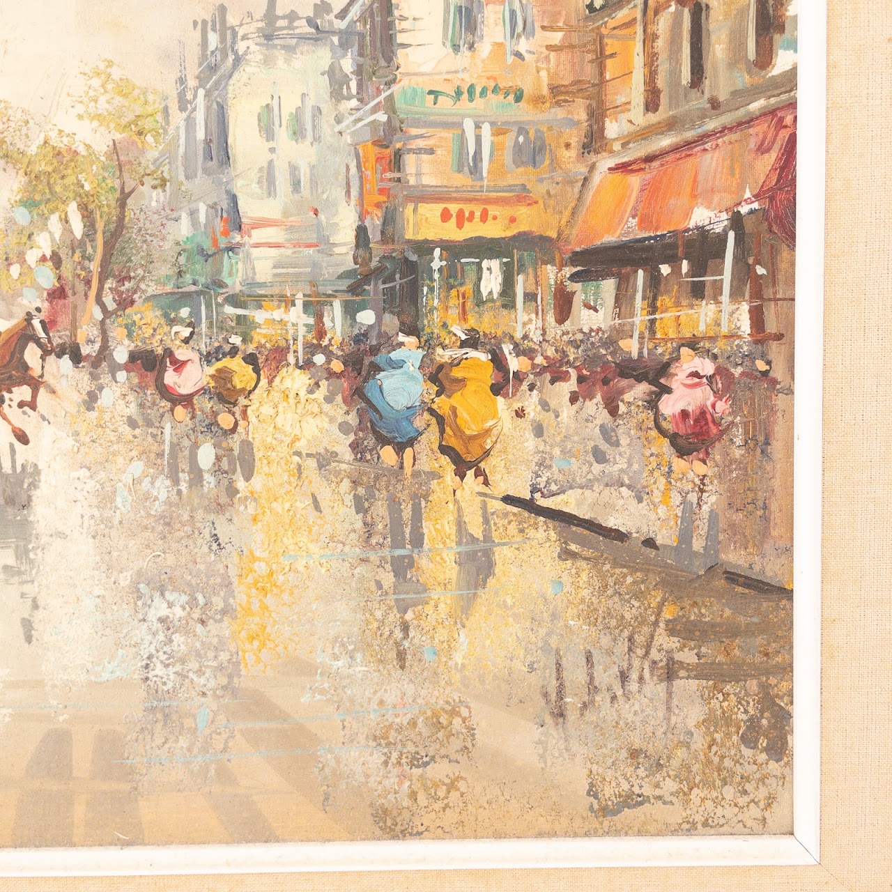 French Street Scene Signed Oil Painting #2