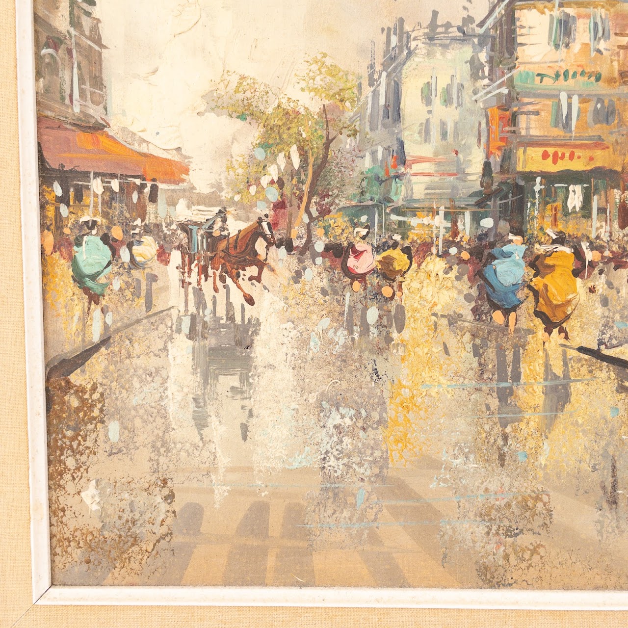 French Street Scene Signed Oil Painting #2