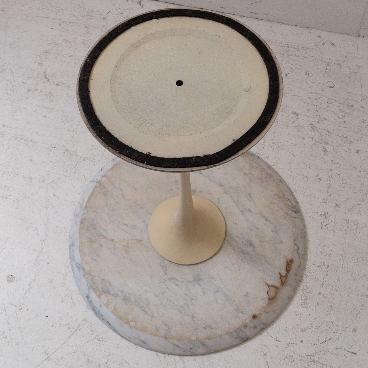 Saarinen Style Marble Top Tulip Accent Table