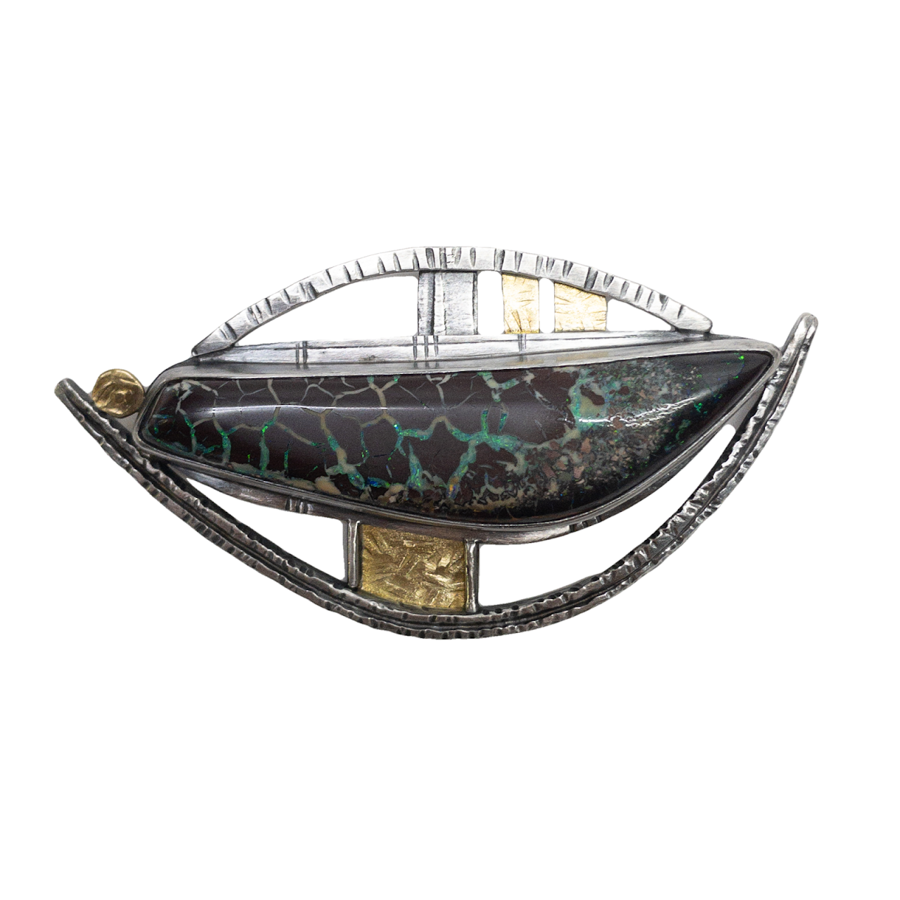 Sterling Silver, 22K Gold & Brown Opal Convertible Brooch