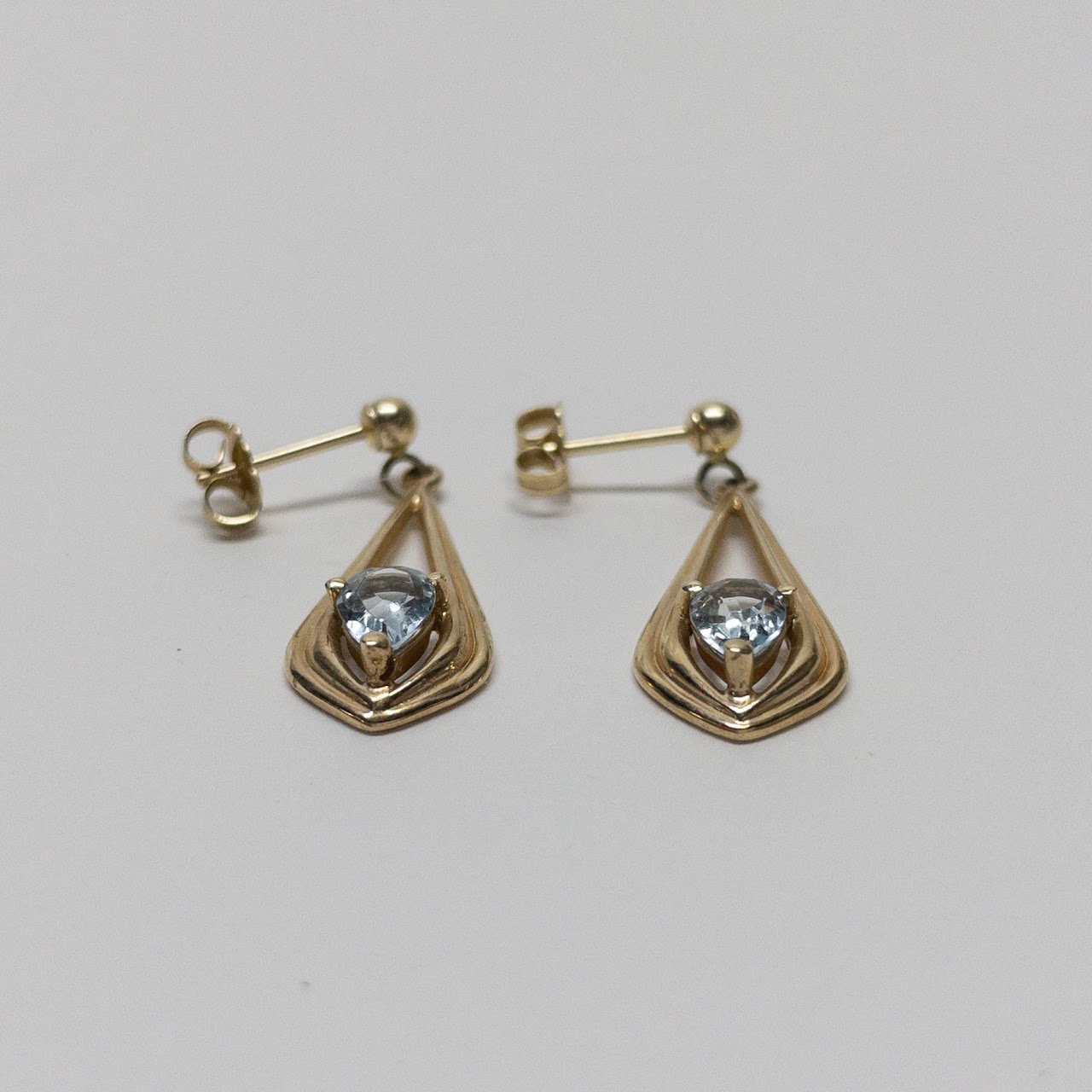 14K Gold & Aquamarine Tear Drop Earrings