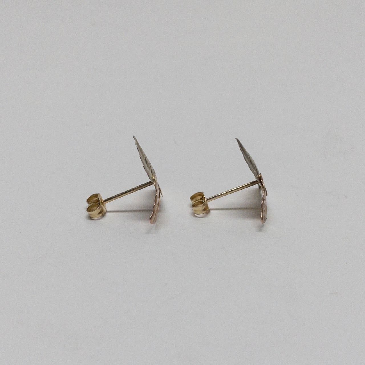 14K Tri-Color Gold Leaf Earrings