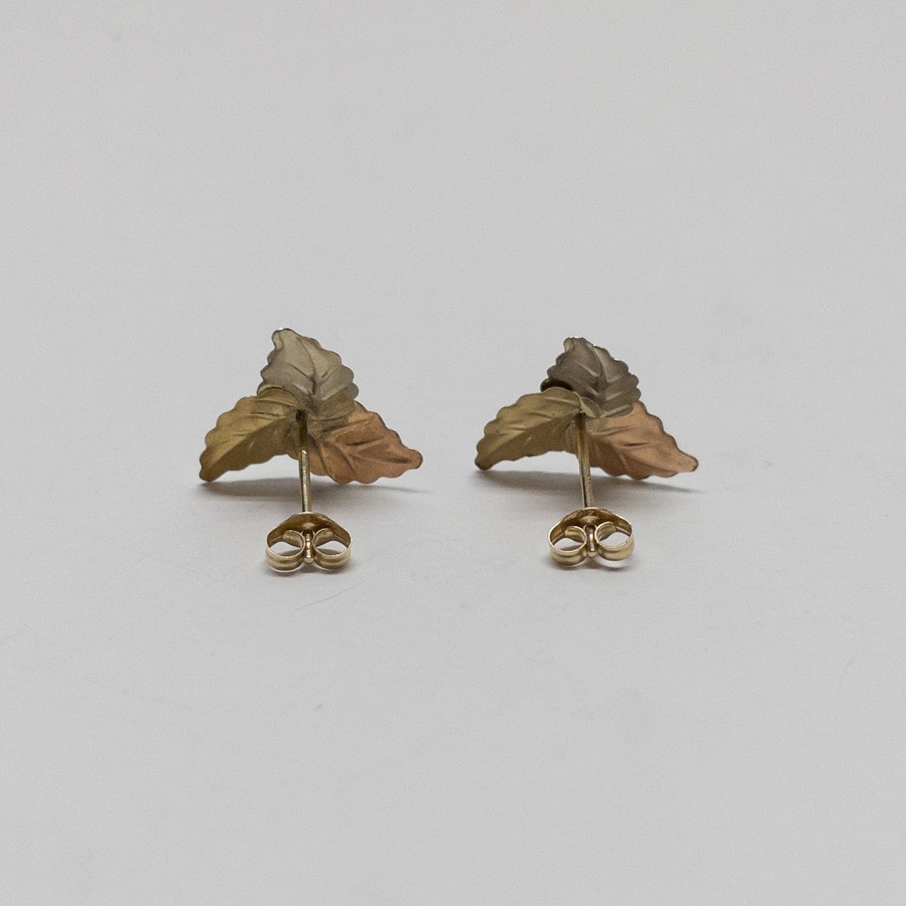 14K Tri-Color Gold Leaf Earrings