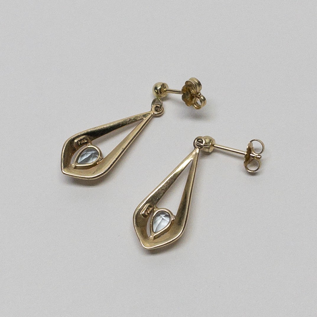 14K Gold & Aquamarine Tear Drop Earrings