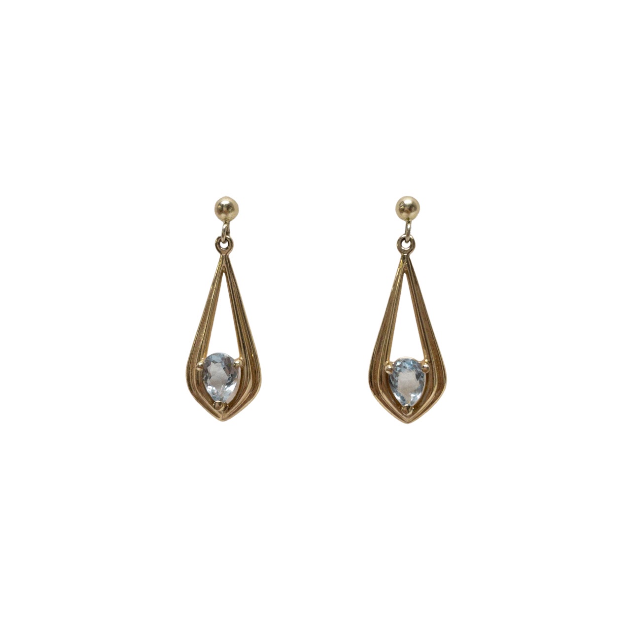 14K Gold & Aquamarine Tear Drop Earrings