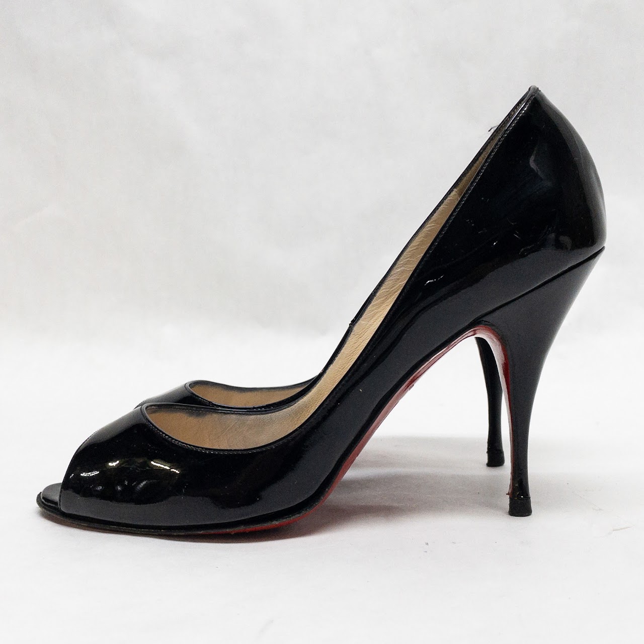 Christian Louboutin Black Patent Leather Peeptoe Pumps