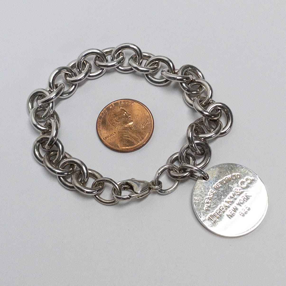 Tiffany & Co. Sterling Silver 'Please Return To' Charm Bracelet