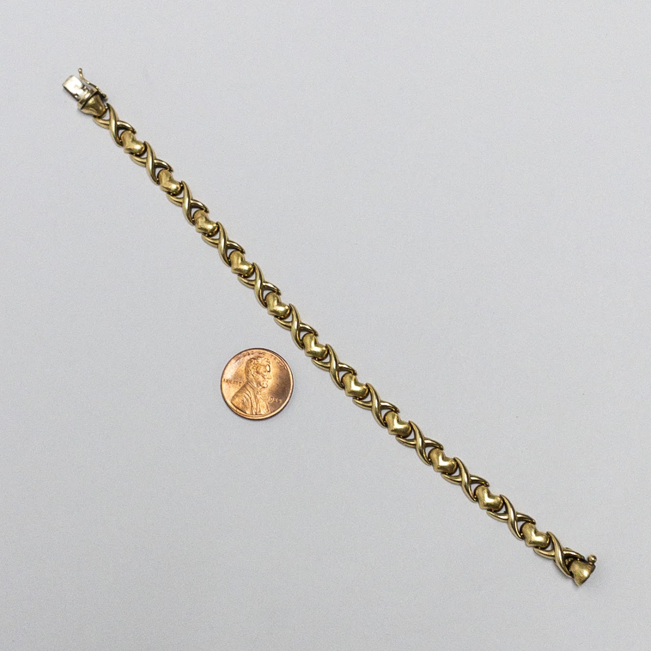 18K Gold Heart Link Bracelet