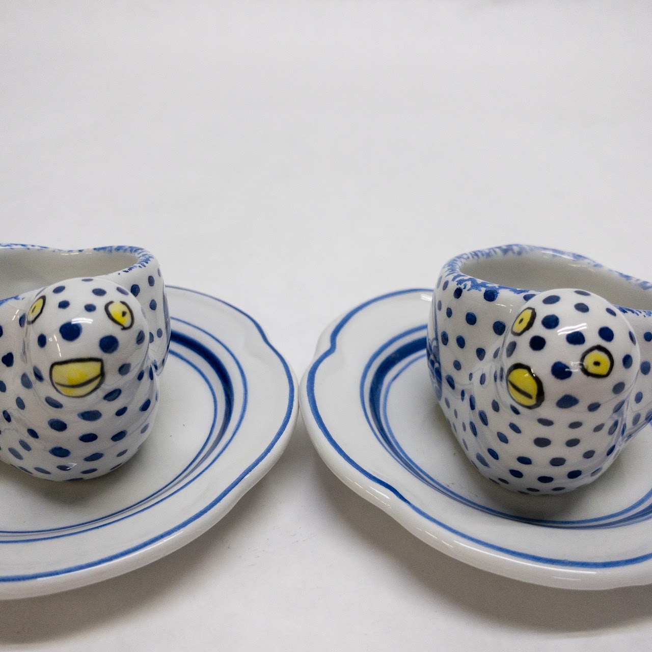 Tiffany & Co. Majolica Egg Cup Pair