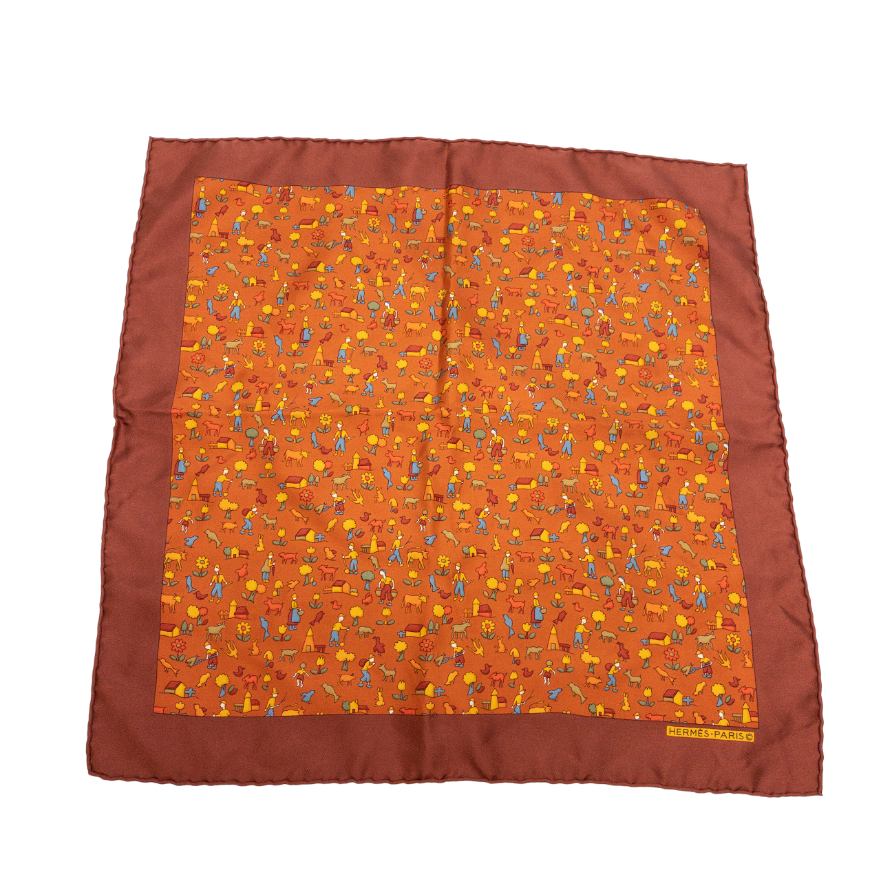 Hermès Farm Life Print Scarf