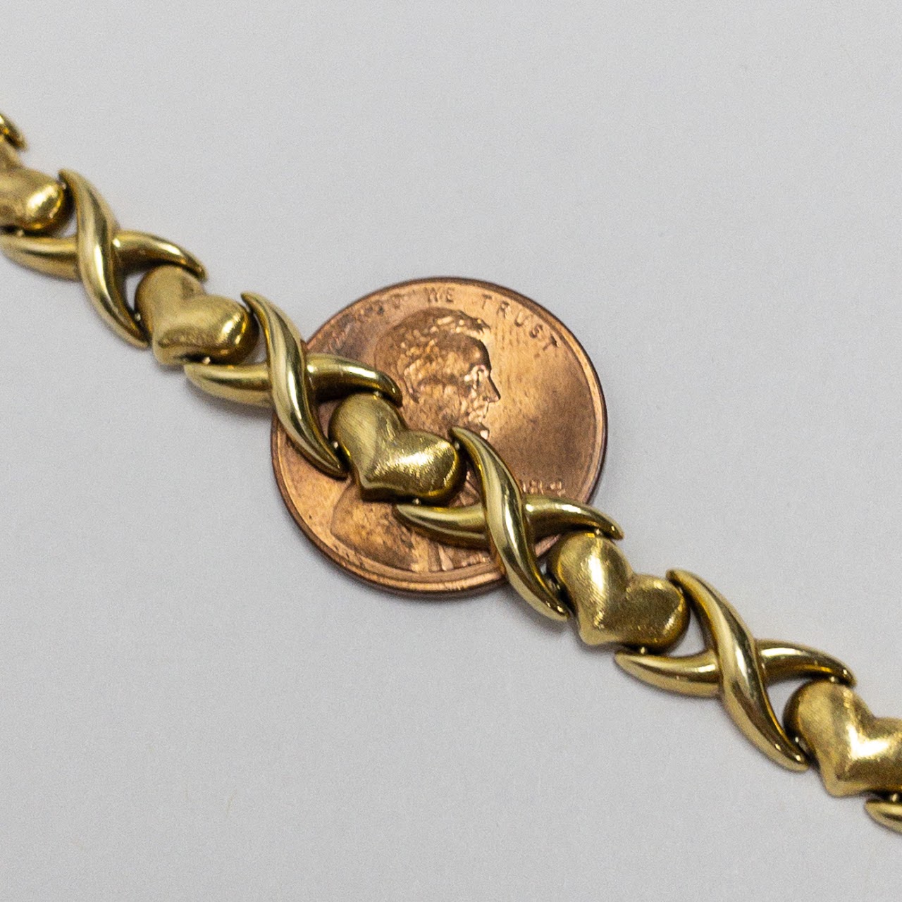 18K Gold Heart Link Bracelet