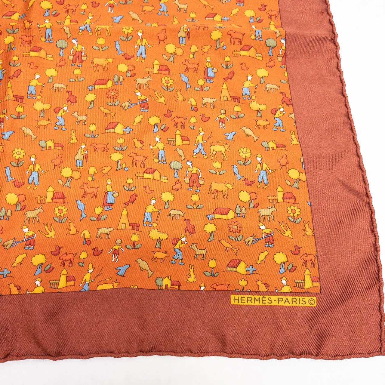 Hermès Farm Life Print Scarf