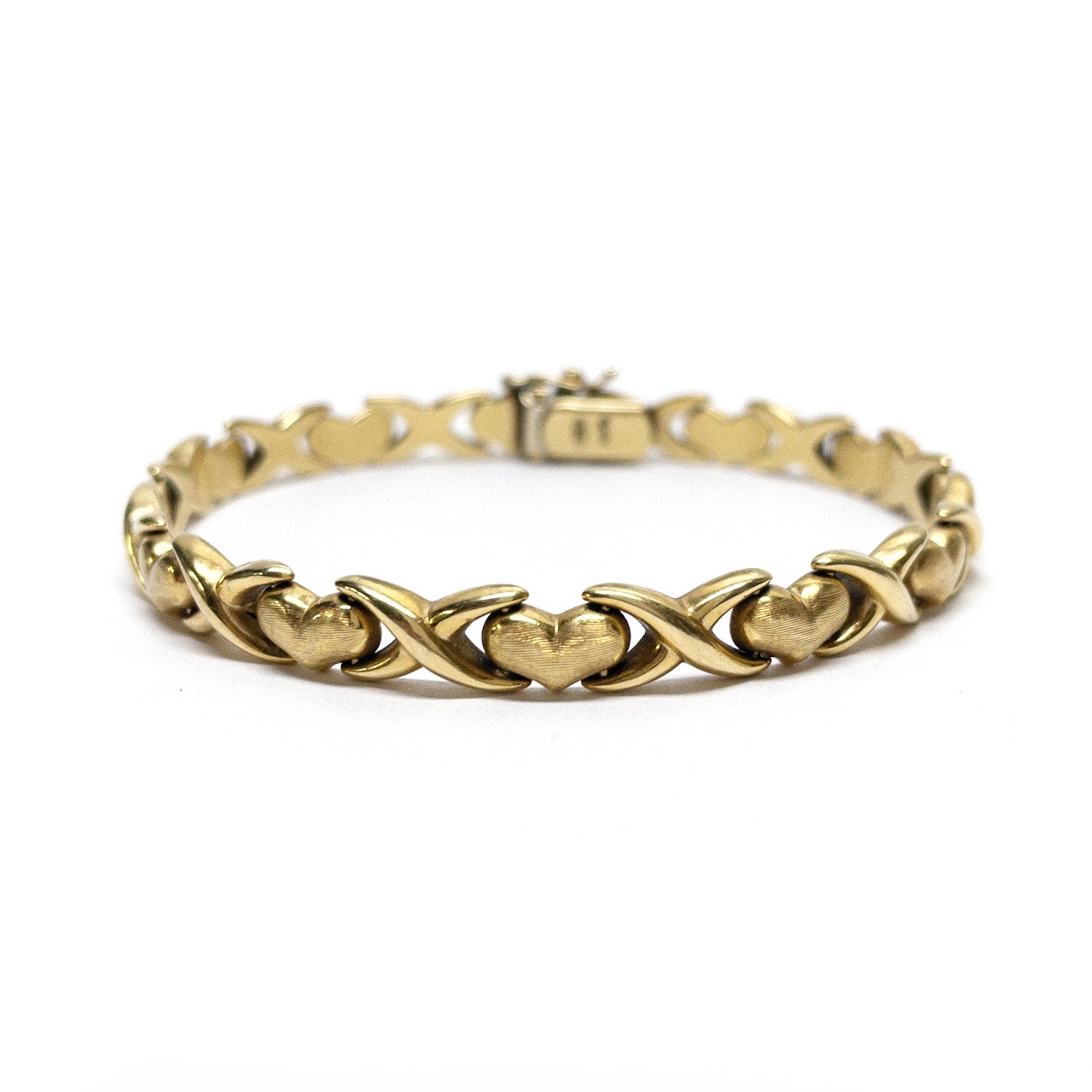 18K Gold Heart Link Bracelet