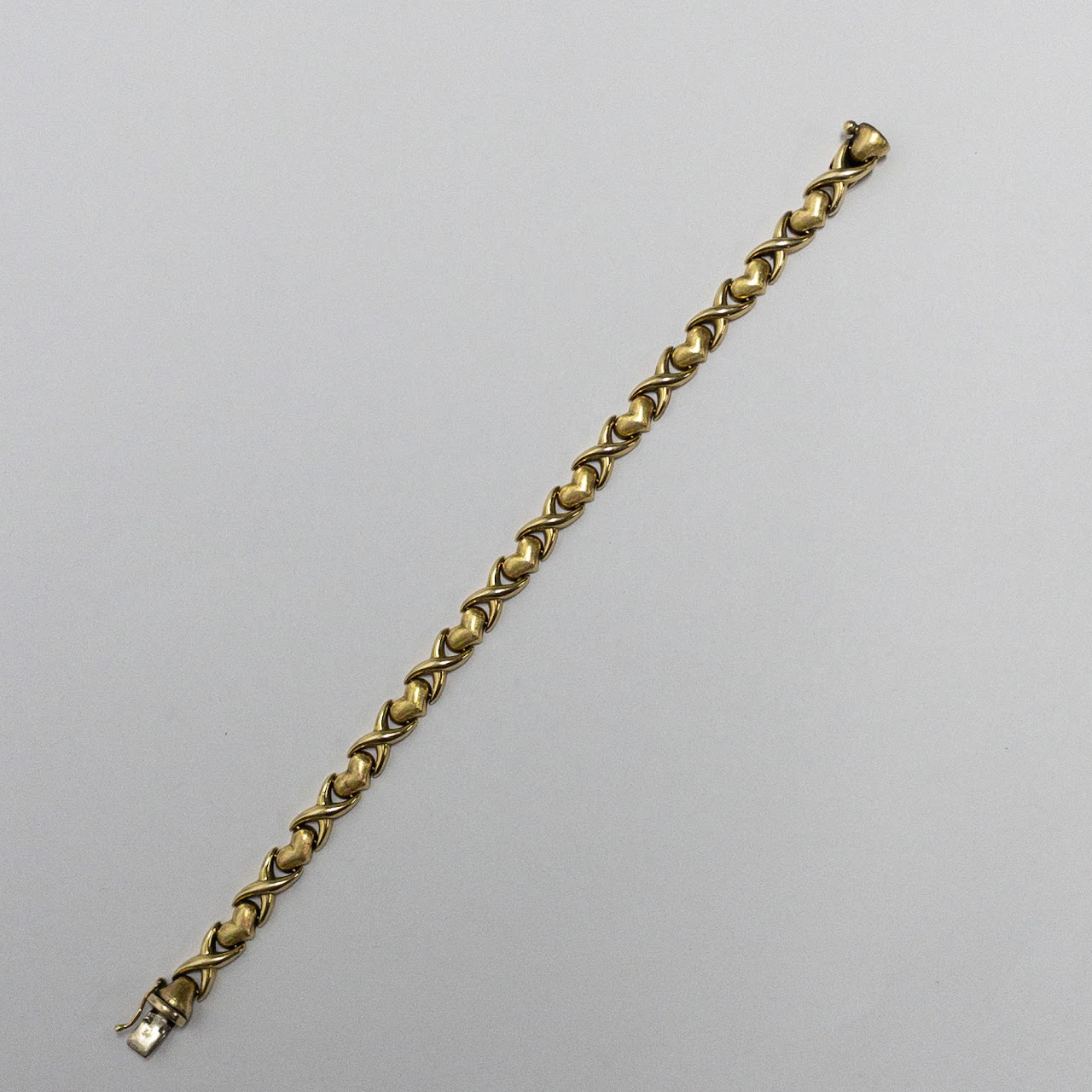 18K Gold Heart Link Bracelet