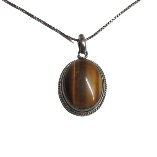 Sterling Silver & Tiger Eye Pendant Necklace