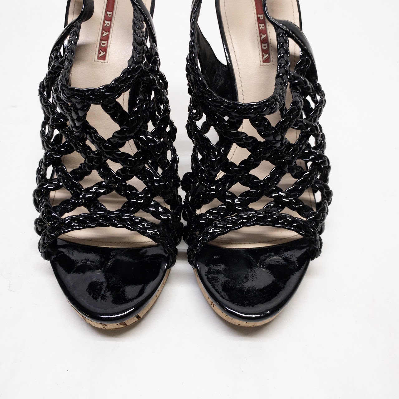 Prada Patent Leather Lattice Sandals