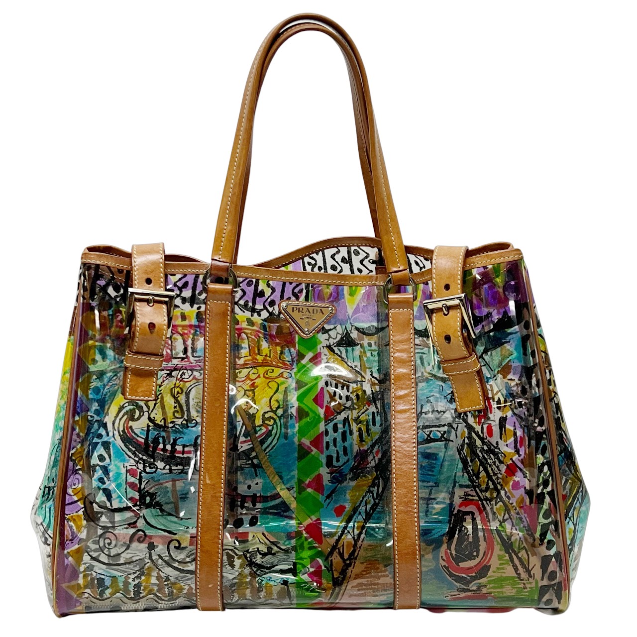 Prada Transparent Venice Graffiti Clear Tote Bag 18pr114