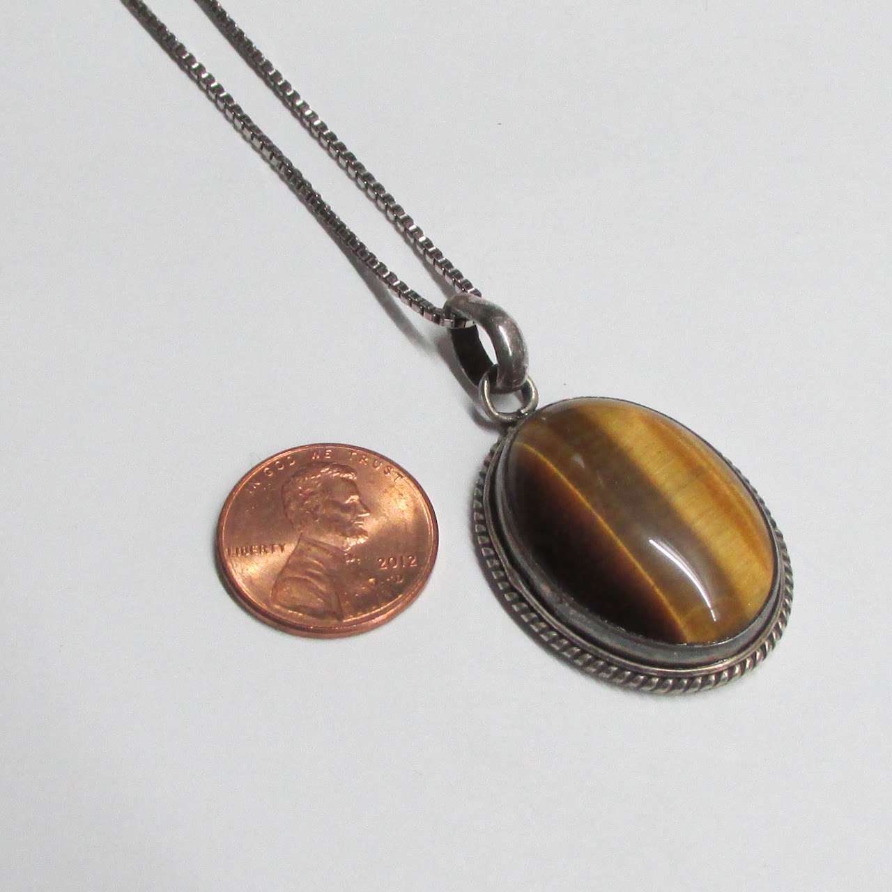 Sterling Silver & Tiger Eye Pendant Necklace