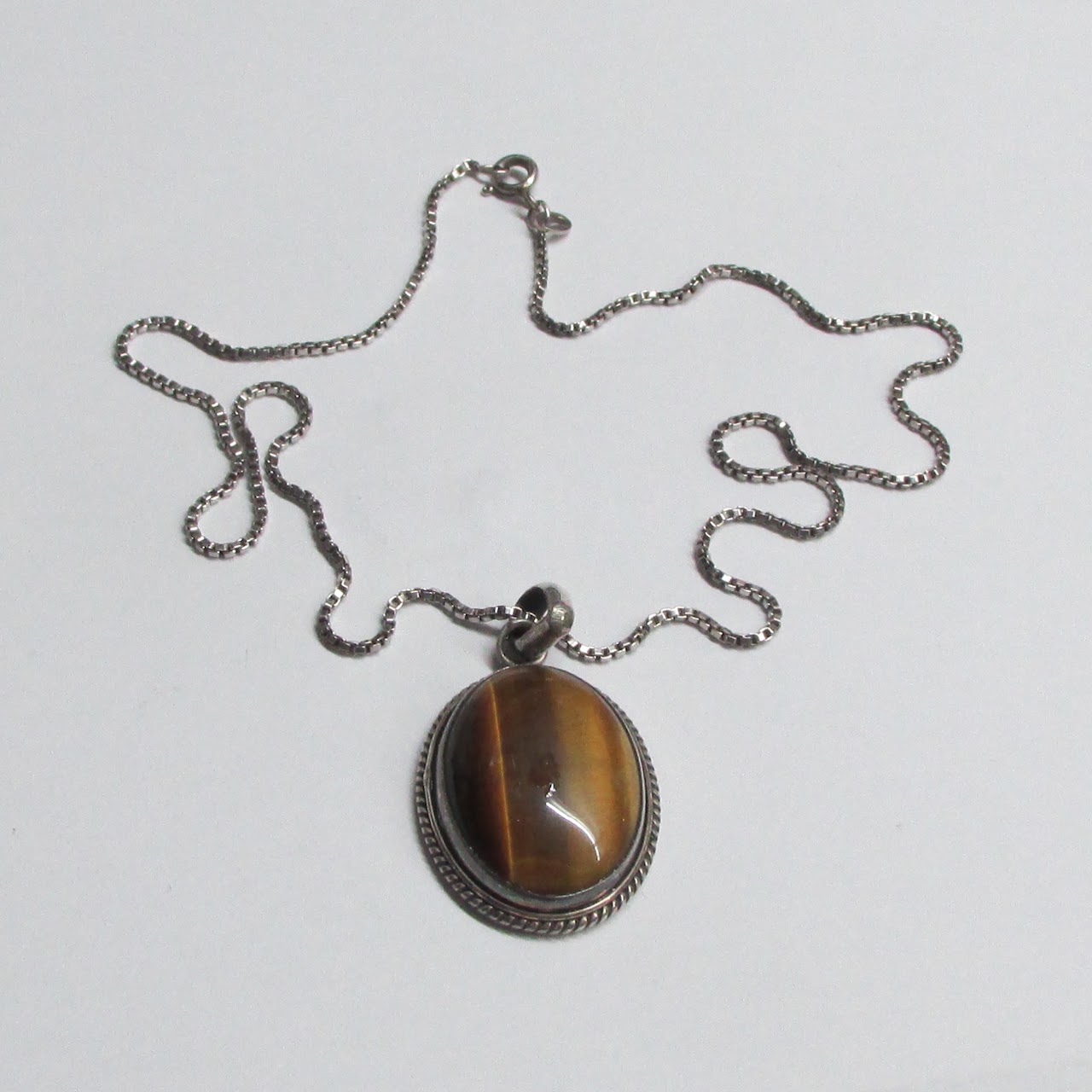 Sterling Silver & Tiger Eye Pendant Necklace