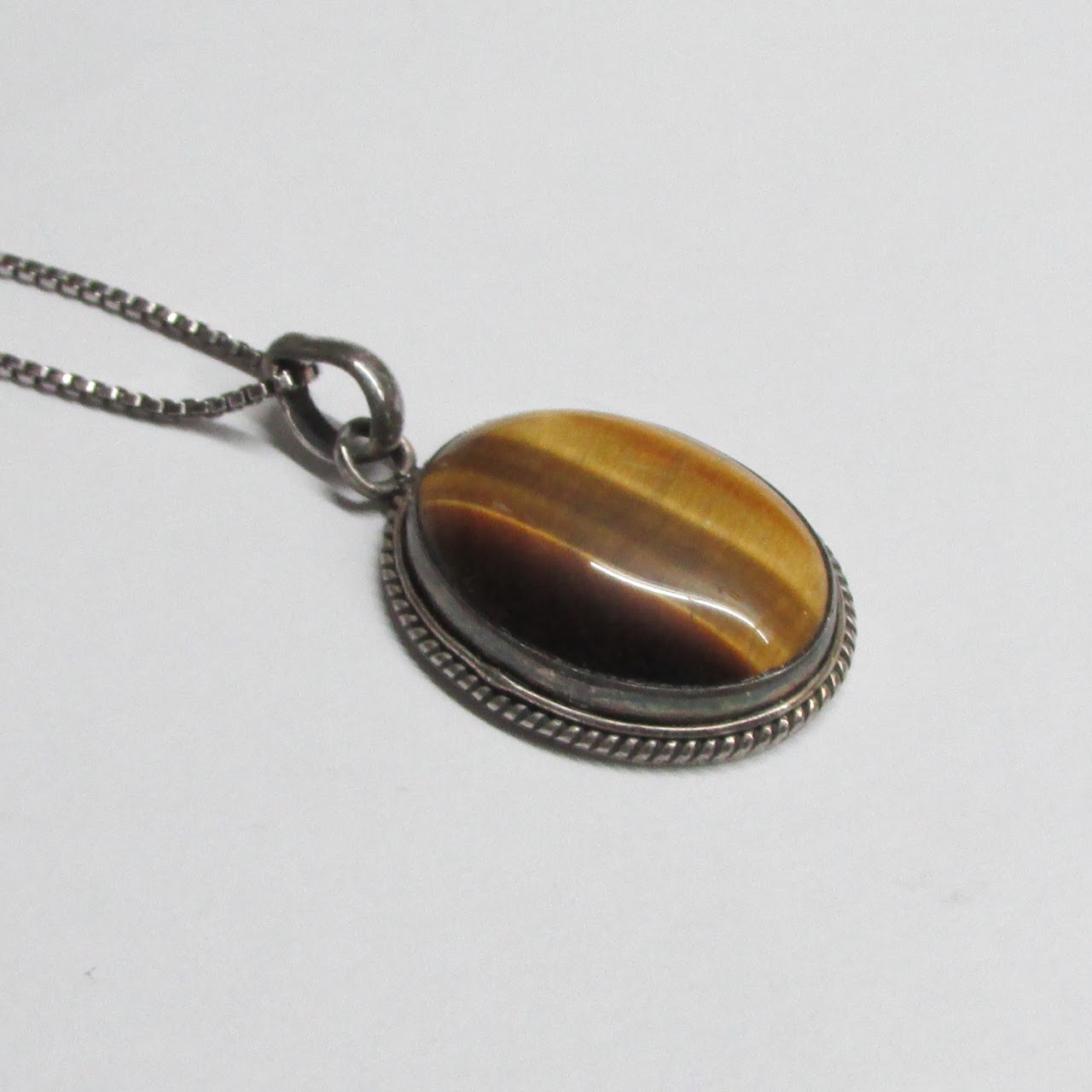 Sterling Silver & Tiger Eye Pendant Necklace