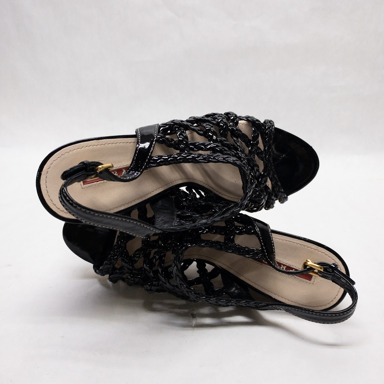 Prada Patent Leather Lattice Sandals