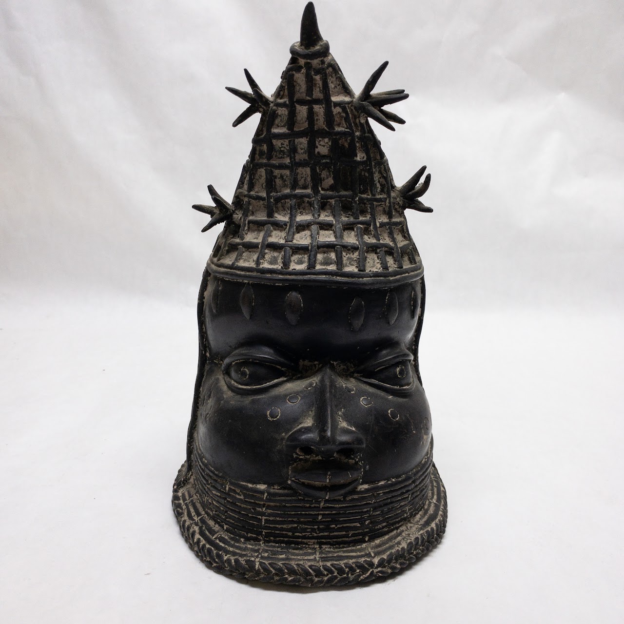 Bronze Benin Head Sculpture Pair