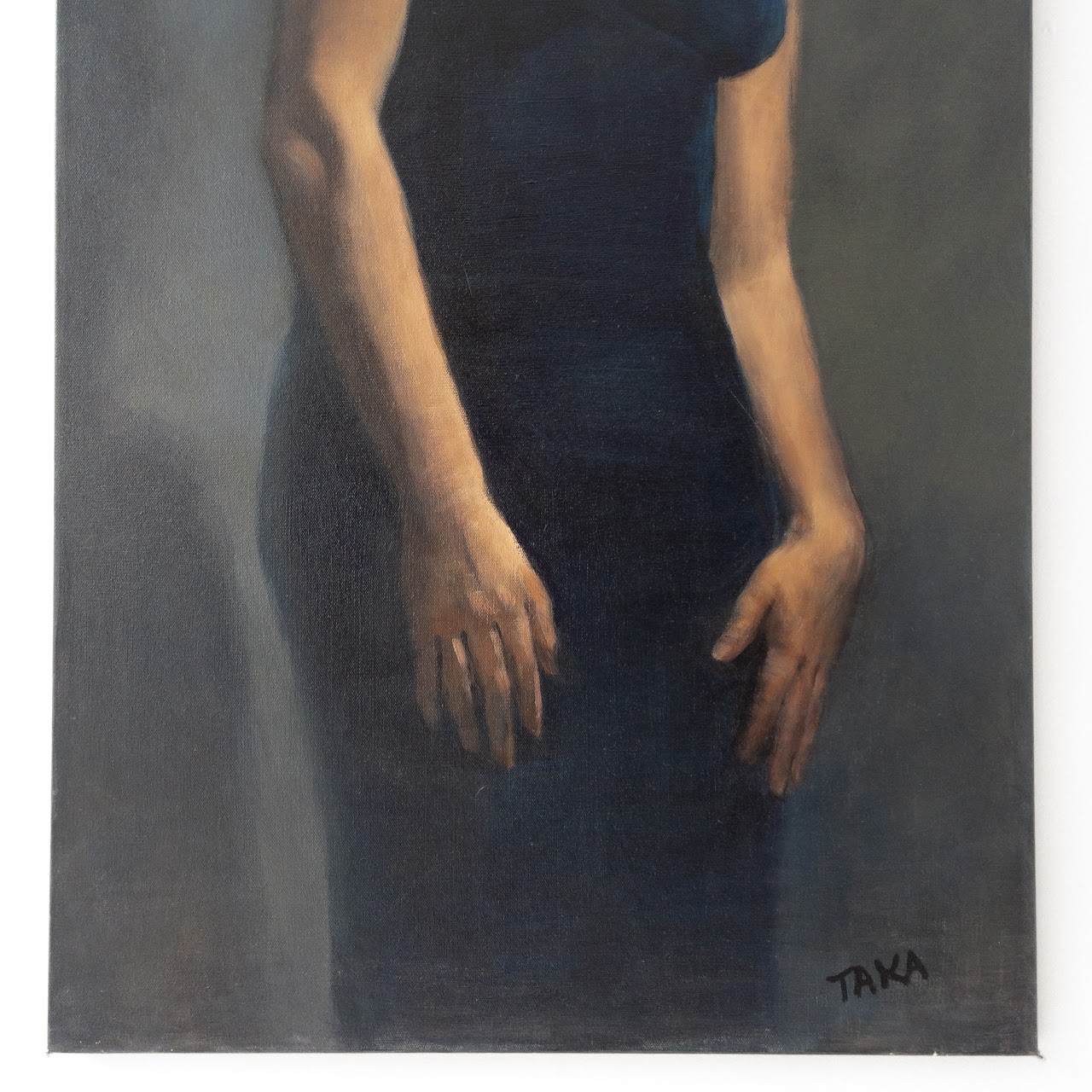 Takako Yoneyama Signed Standing Portrait Oil Painting