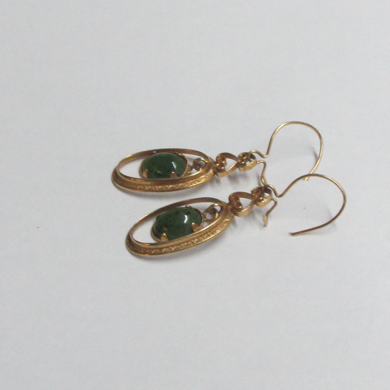 14K Gold & Green Stone Earrings