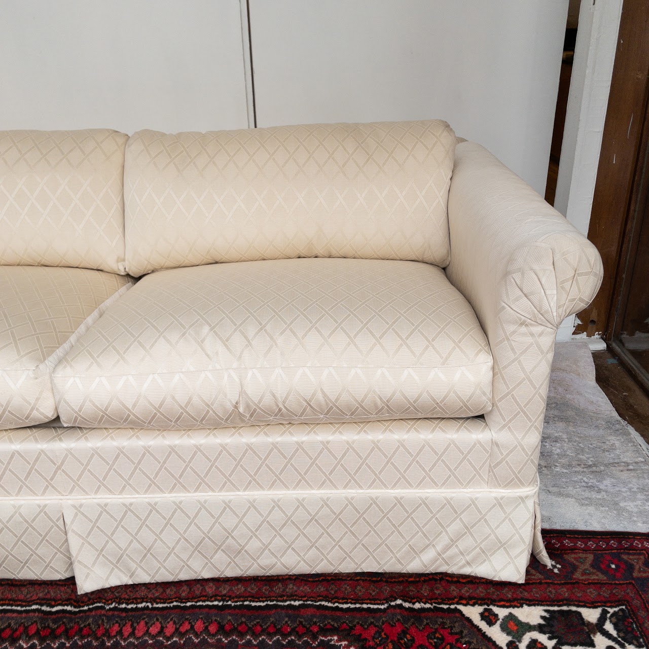 Custom Ivory Loveseat