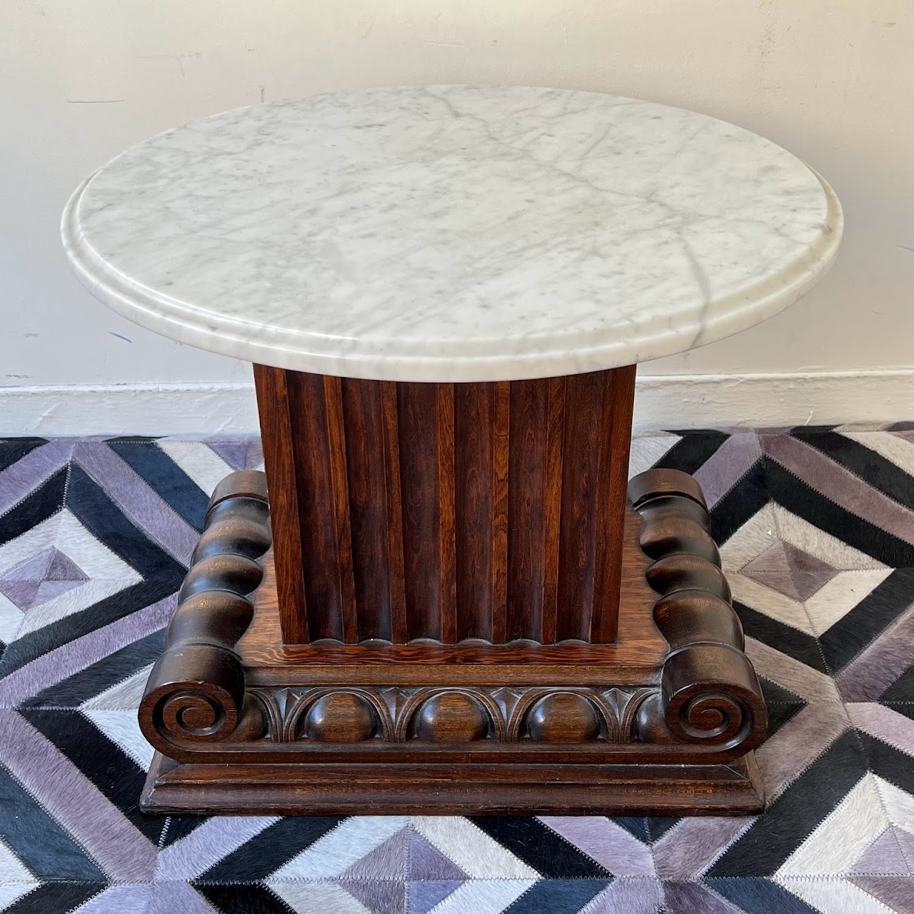 Fluted Pillar Base Accent Table
