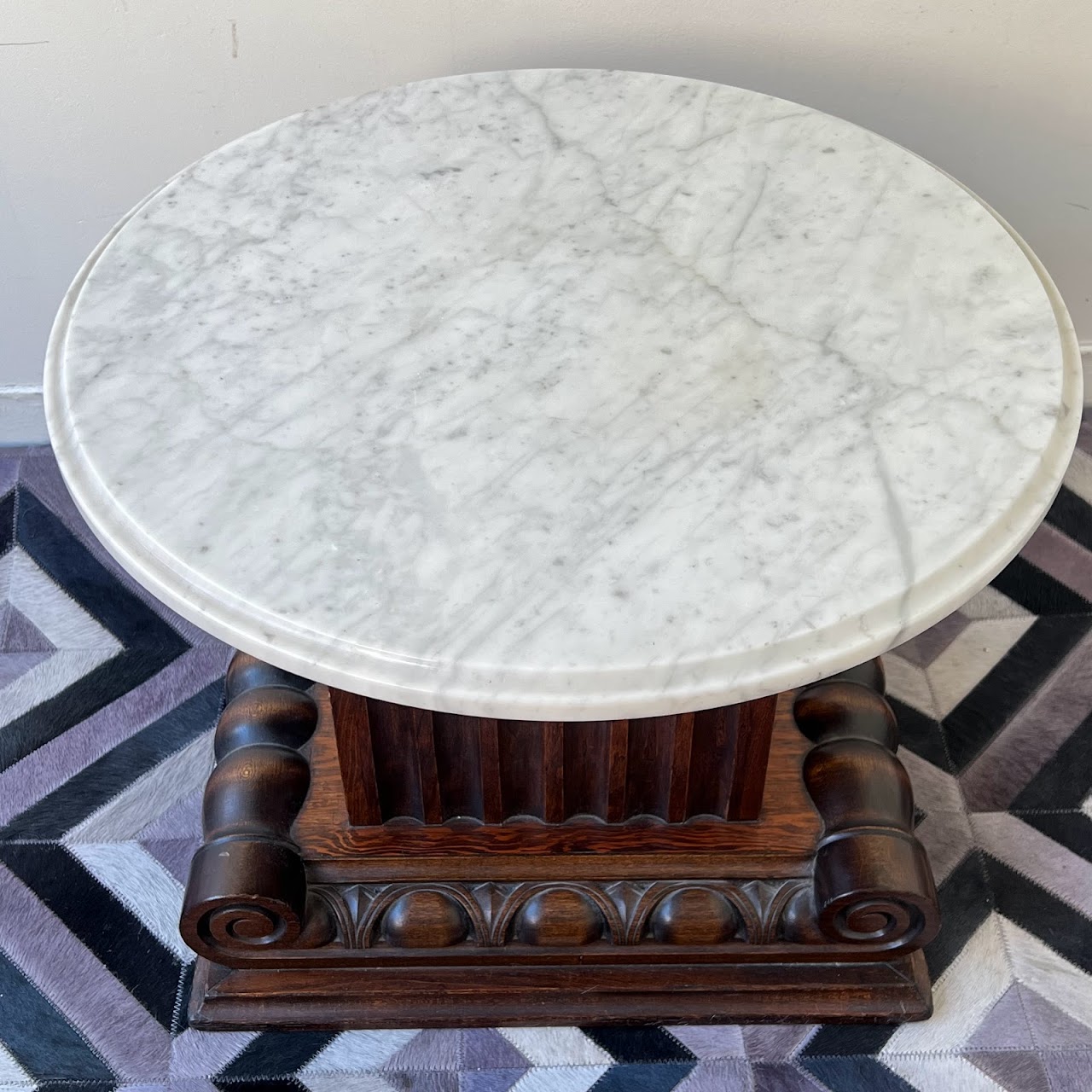 Fluted Pillar Base Accent Table