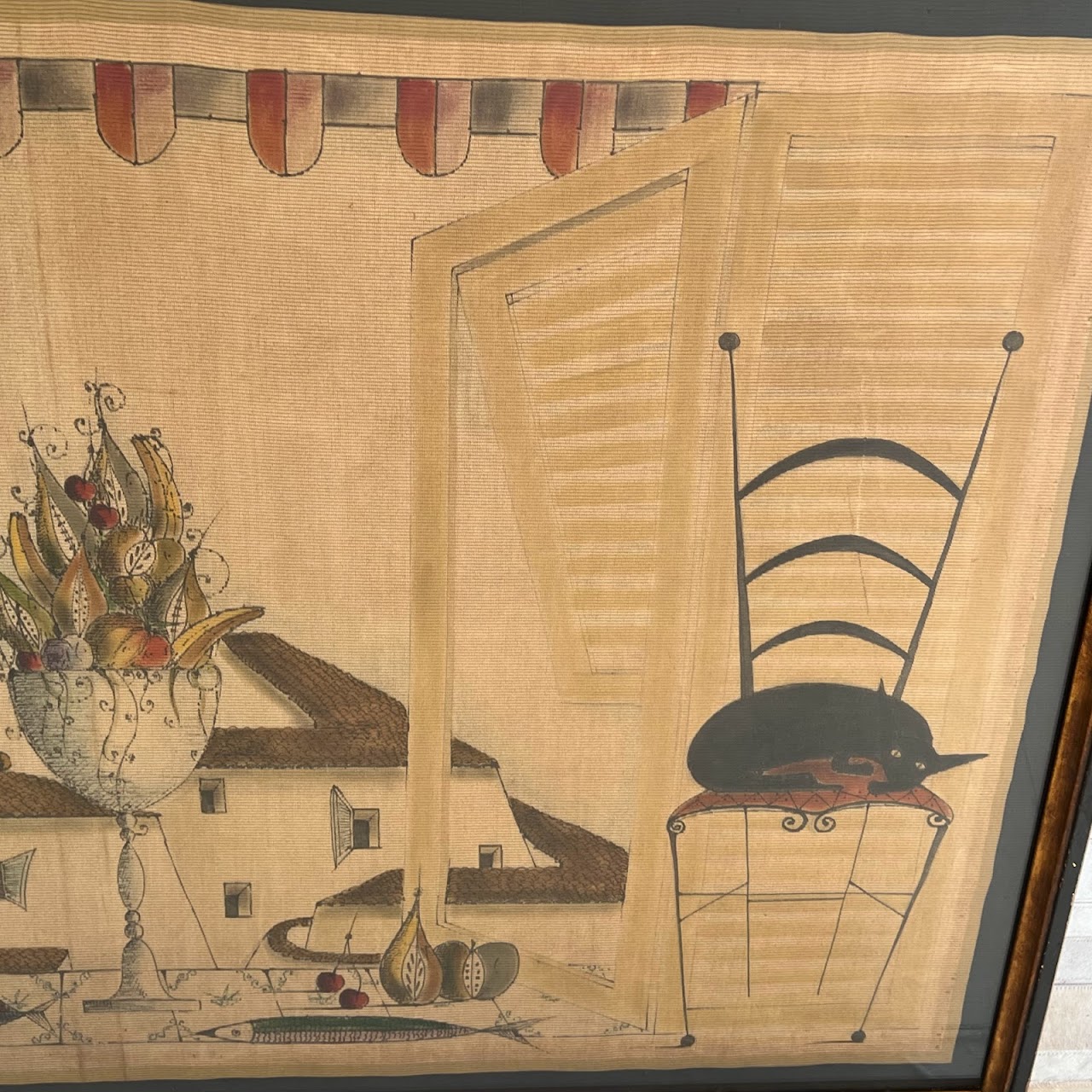 20th C. Italian School Painting on Textile