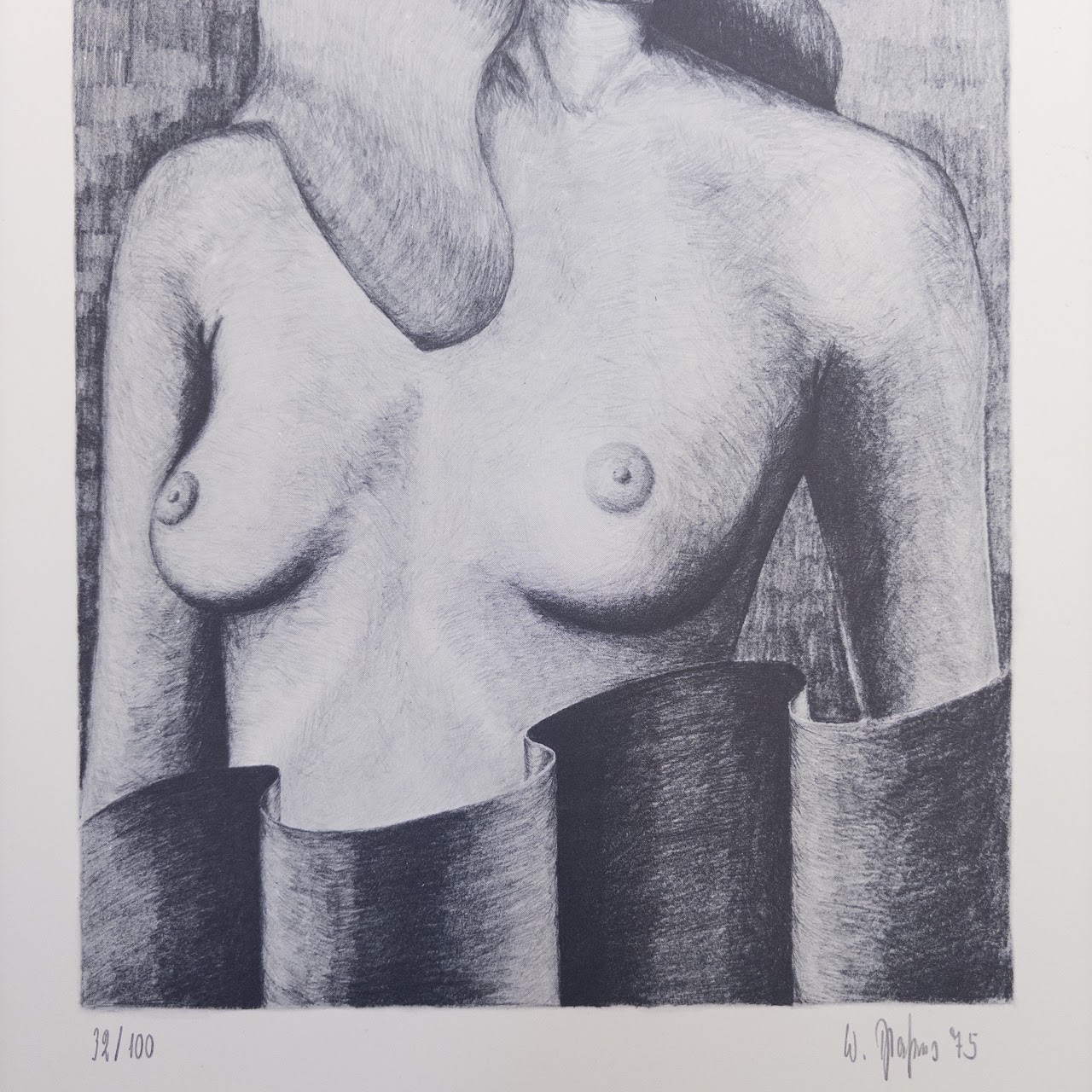 Surrealist Figural Signed Lithograph, 1975