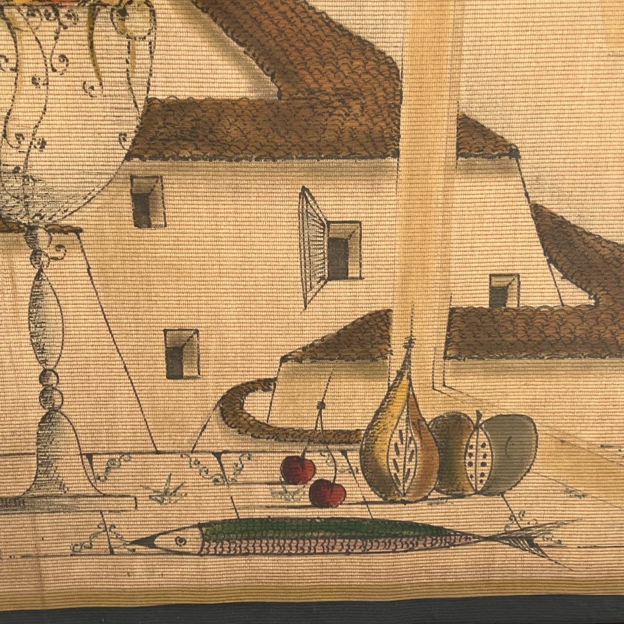 20th C. Italian School Painting on Textile