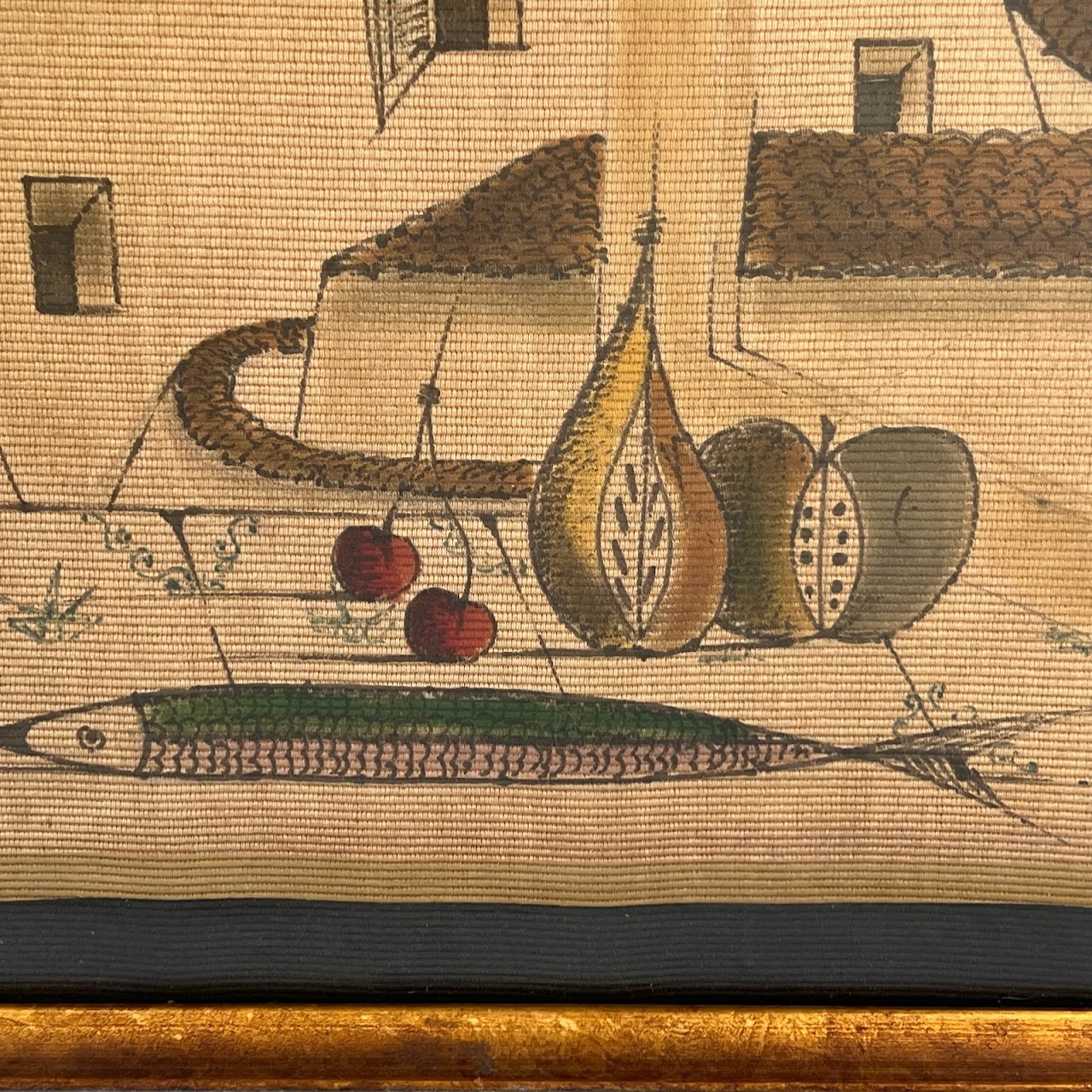 20th C. Italian School Painting on Textile