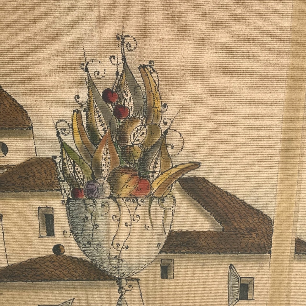 20th C. Italian School Painting on Textile