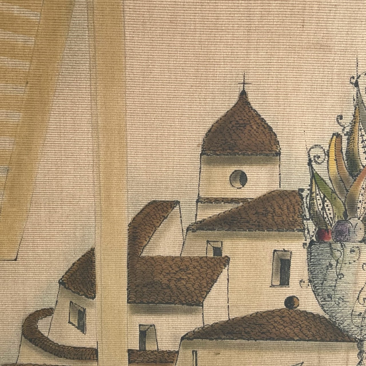 20th C. Italian School Painting on Textile