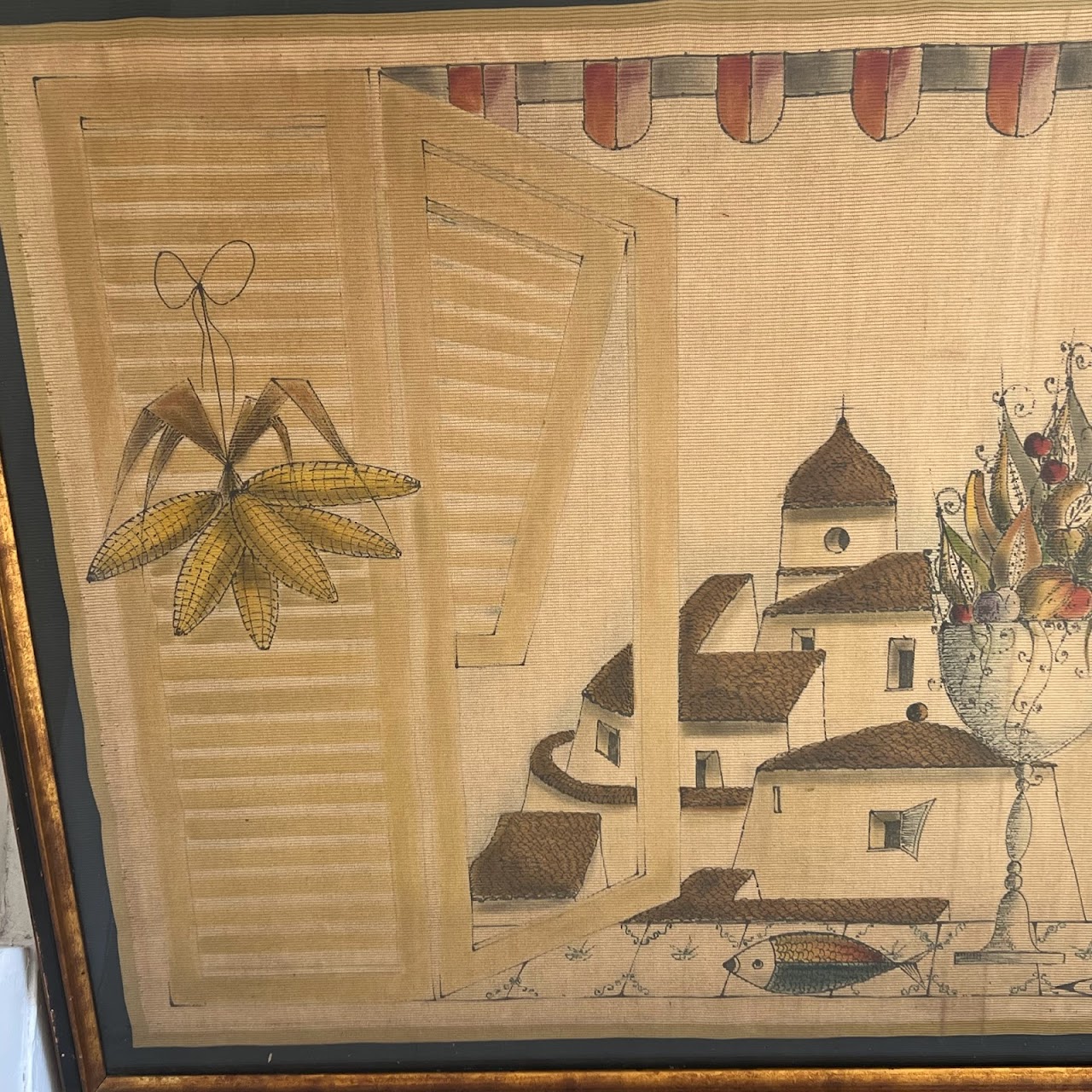 20th C. Italian School Painting on Textile