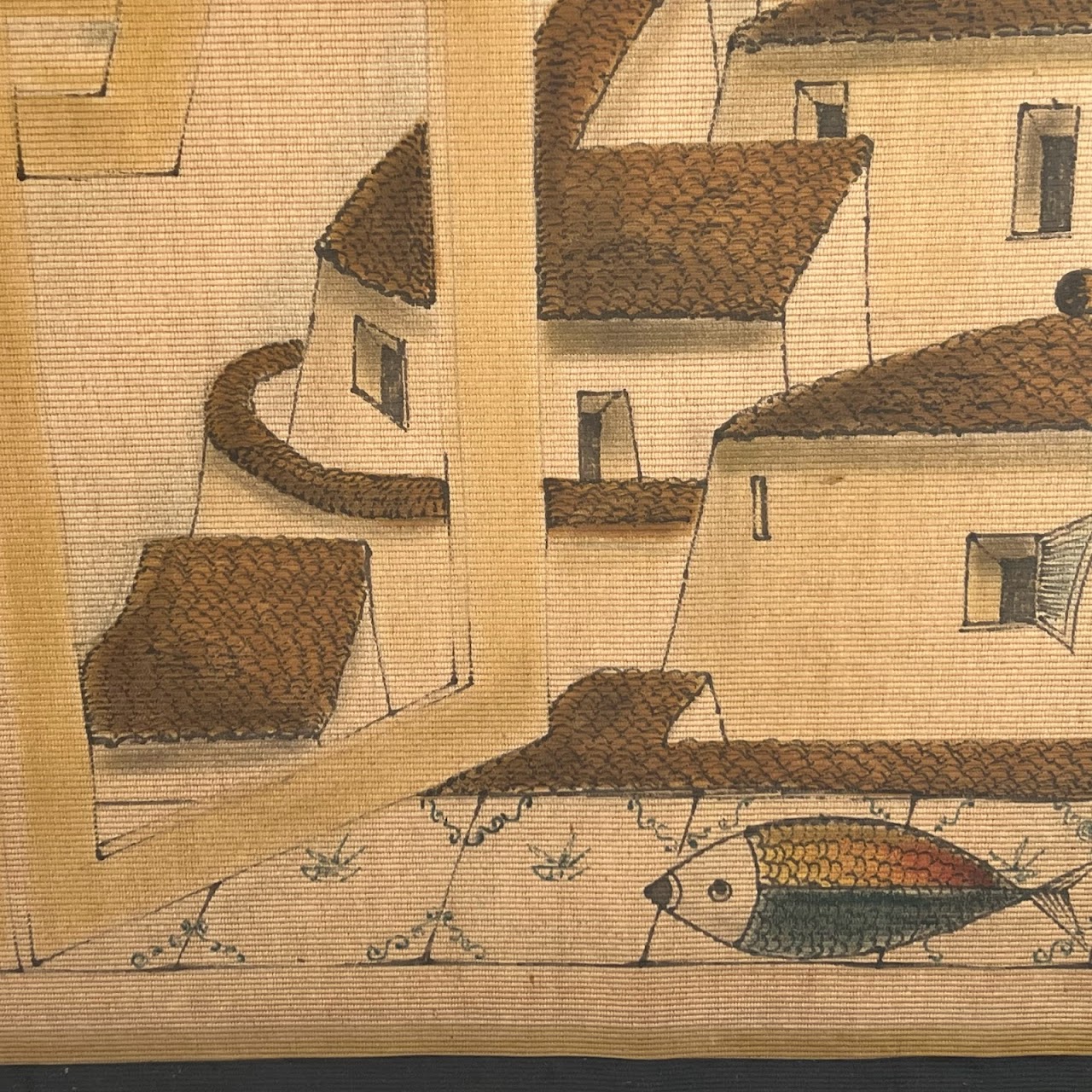 20th C. Italian School Painting on Textile