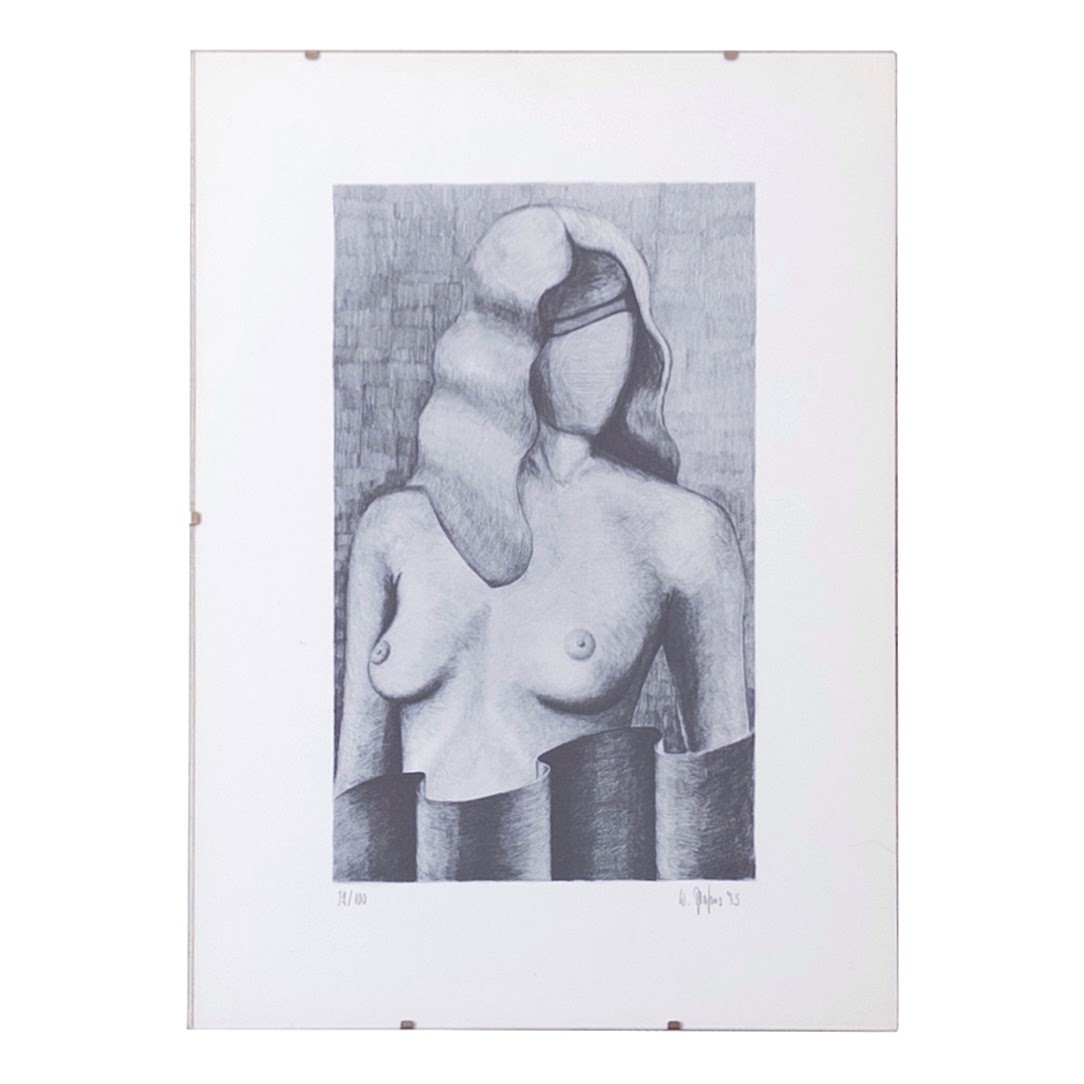 Surrealist Figural Signed Lithograph, 1975