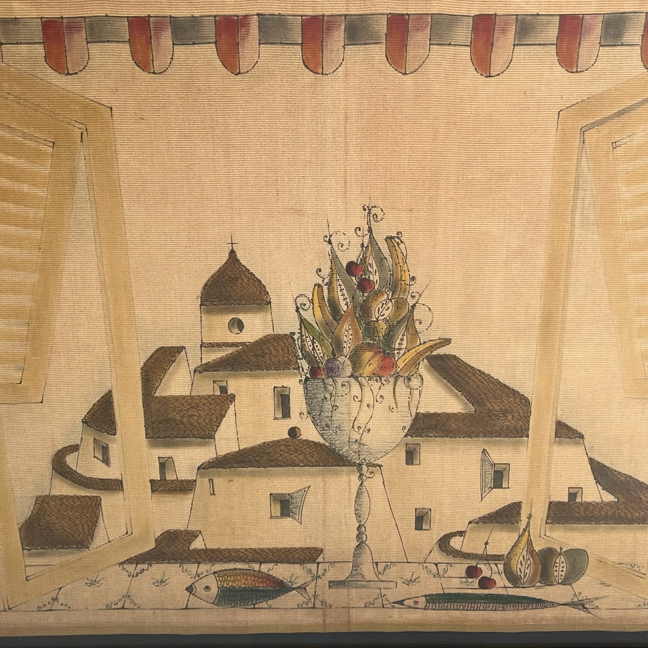 20th C. Italian School Painting on Textile