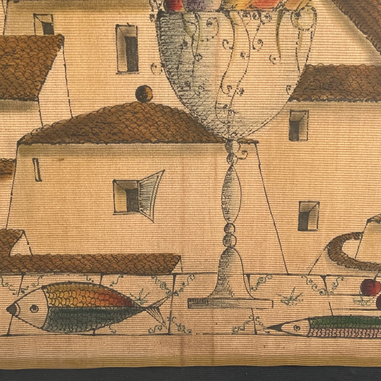 20th C. Italian School Painting on Textile