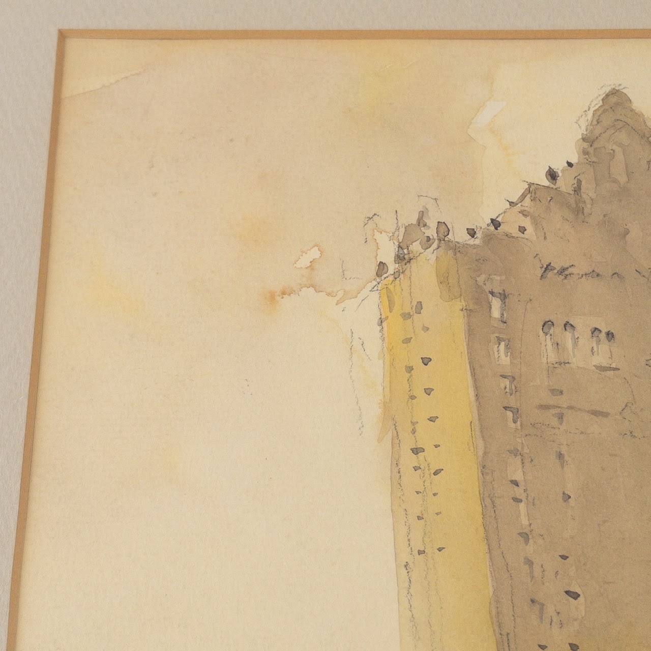 John Dull Signed Antique Cityscape Watercolor Painting #1