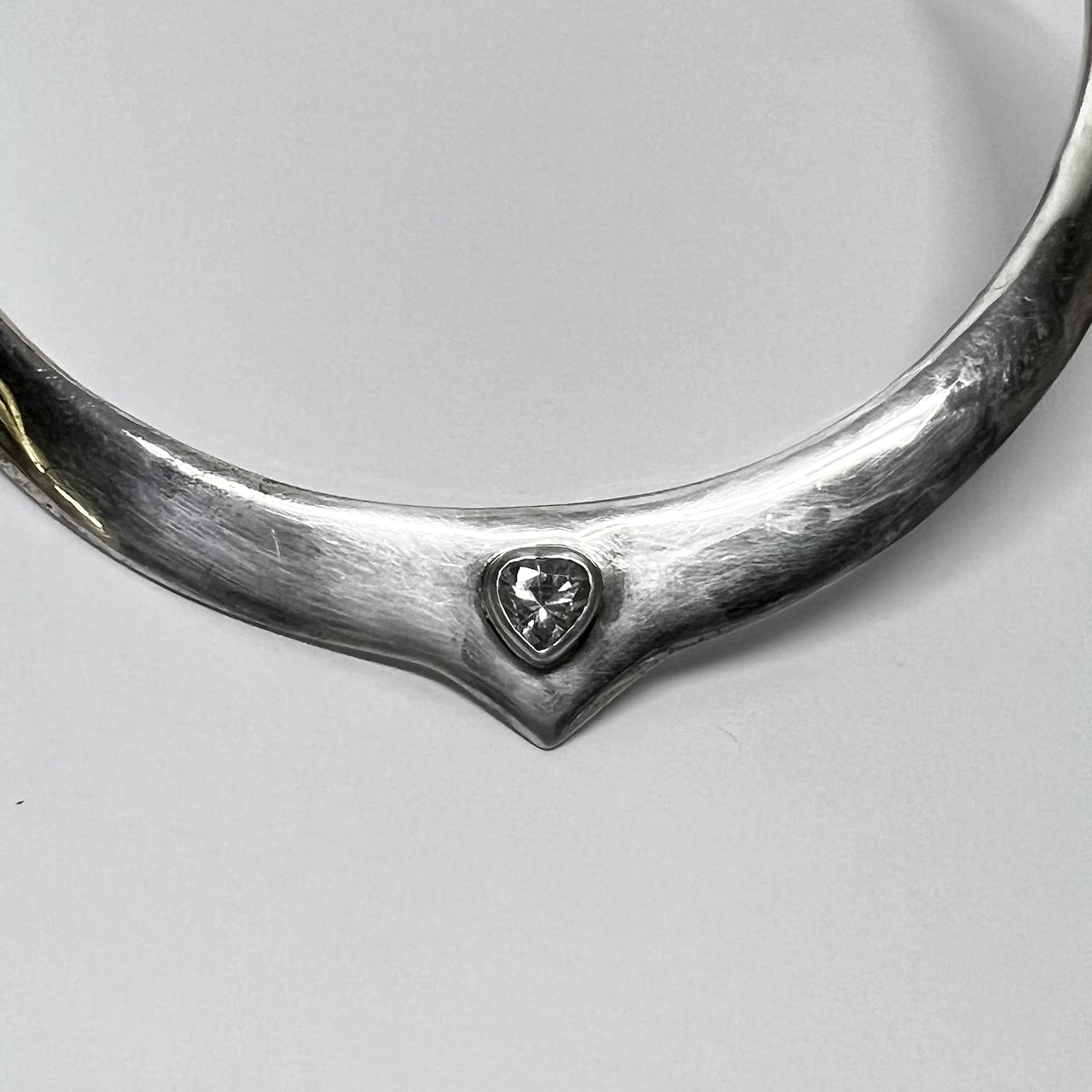 Sterling Silver Choker With Crystal Heart Centerpiece